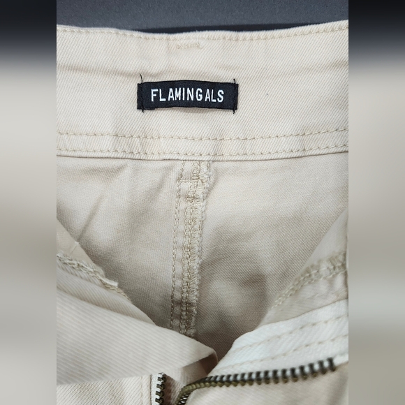 Flamingals NWT Womens Straight Leg Pants Size 4XL Khaki Neutral Normcore Staple - Picture 7 of 9